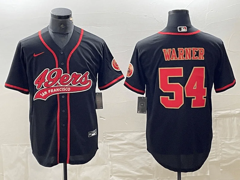 Baseball Jersey For Game Day Fan Apparel-Men's San Francisco 49ers #54 Fred Warner Black Red With Patch Cool Base Stitched Baseball Jersey