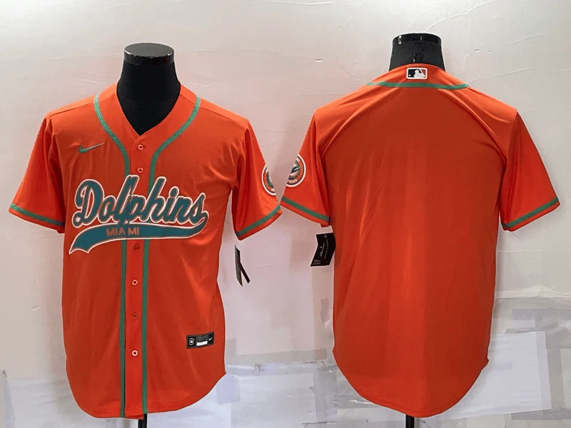 Baseball Jersey For Team Apparel-Men's Miami Dolphins Blank Orange Stitched Cool Base Baseball Jersey