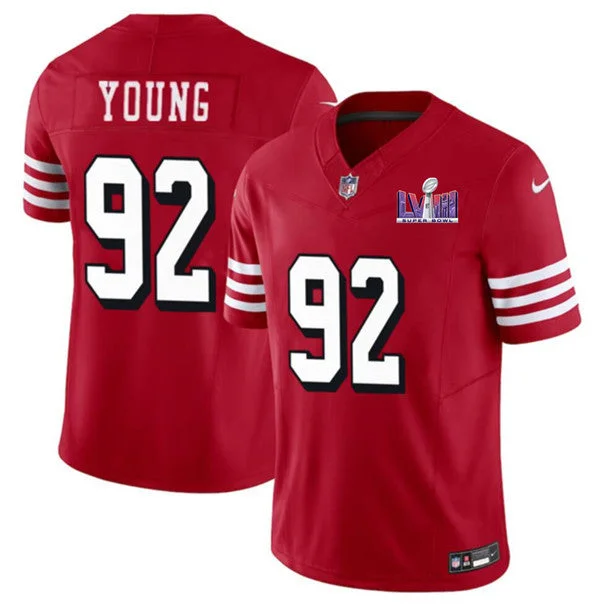 Football Jersey For Team Apparel-Men's San Francisco 49ers #92 Chase Young Red 2023 F.U.S.E. NFC West Champions Patch Alternate Football Stitched Jersey