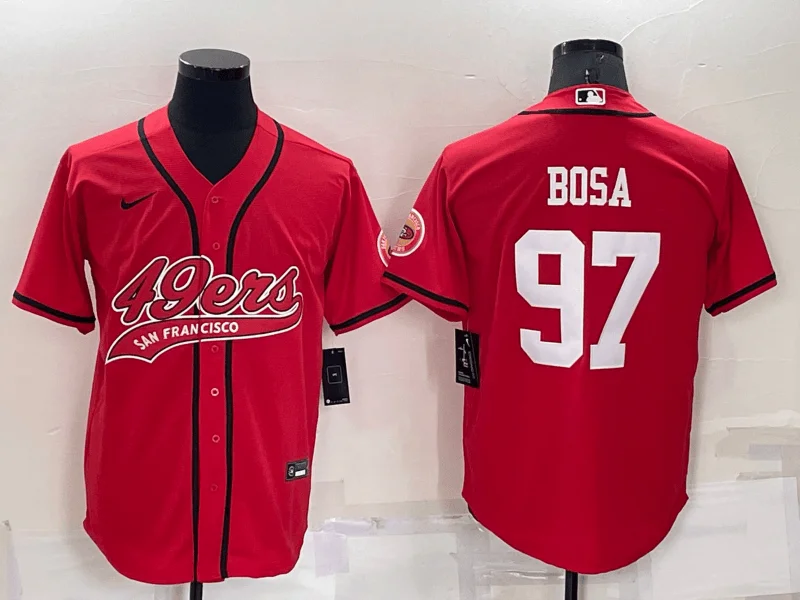 Baseball Jersey For Players-Men's San Francisco 49ers #97 Nick Bosa Red Stitched Cool Base Baseball Jersey