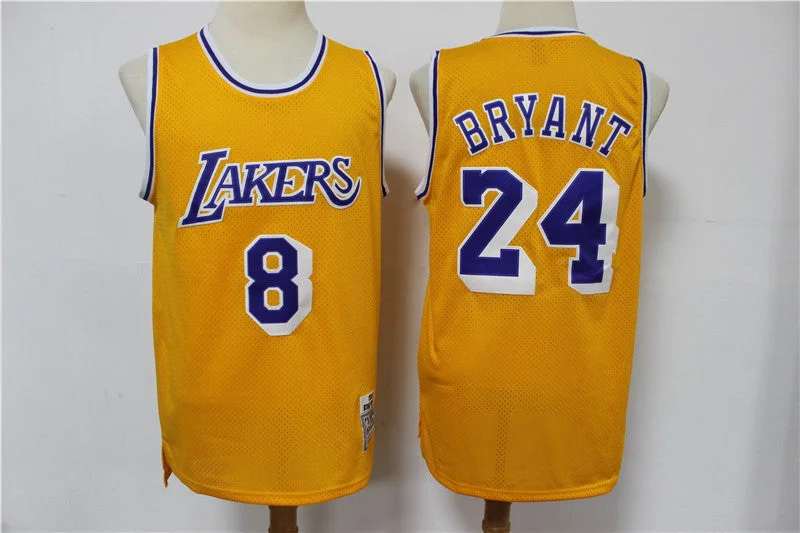 Basketball Jersey For Custom Logos And Graphics-Lakers 8 & 24 Kobe Bryant Yellow 2020 Hardwood Classics Basketball Jersey