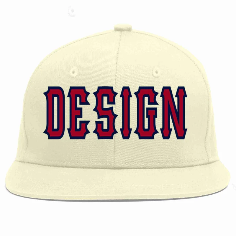 Baseball Cap For Adjustable Size-Custom Cream Red-Navy Flat Eaves Sport Baseball Cap Design for Men/Women/Youth