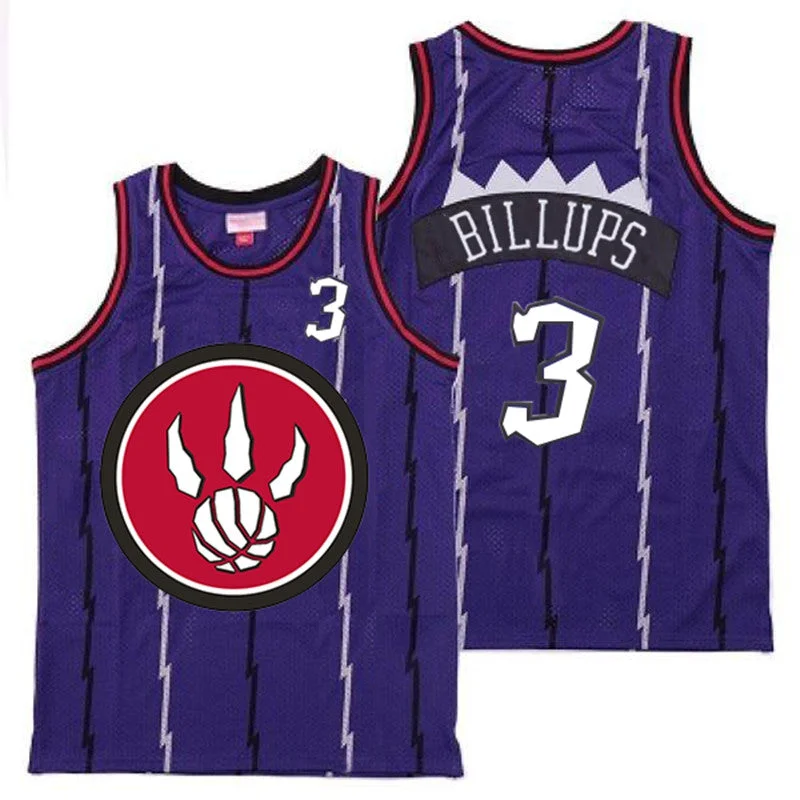 Basketball Jersey For High-Quality Customization-Raptors 3 Chauncey Billups Purple Red Big Logo Retro Basketball Jersey