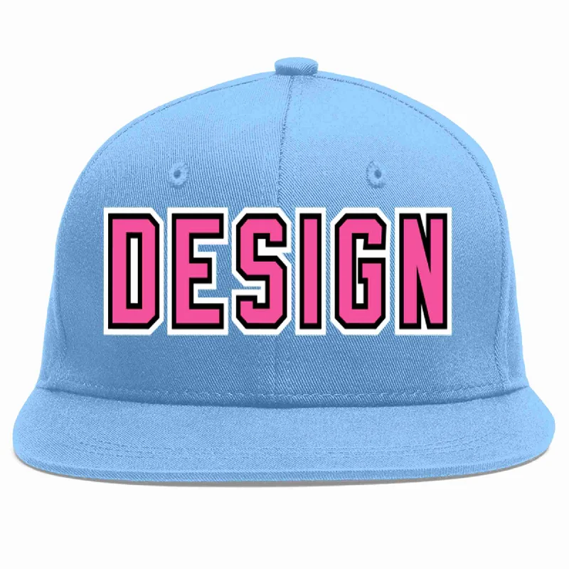 Baseball Cap For Ultimate Comfort-Custom Light Blue Pink-Black Flat Eaves Sport Baseball Cap Design for Men/Women/Youth