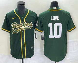 Baseball Jersey For Unique Fan Orders-Men's Green Bay Packers #10 Jordan Love Green With Patch Cool Base Stitched Baseball Jersey