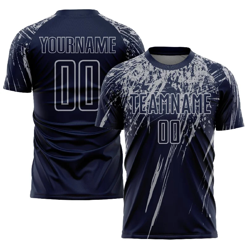 Football Jersey For Personalized School Spirit Gear-Custom Navy Gray Sublimation Soccer Uniform Jersey