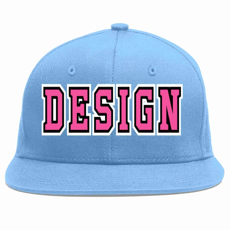 Baseball Cap For Comfortable Sports Gear-Custom Light Blue Pink-Black Flat Eaves Sport Baseball Cap Design for Men/Women/Youth