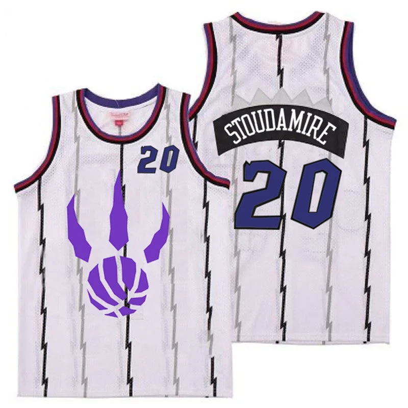 Basketball Jersey For Official League Orders-Raptors 20 Damon Stoudamire White Logo Retro Basketball Jersey