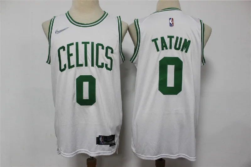 Basketball Jersey For Official Player Gear-Celtics 0 Jayson Tatum White Diamond 75th Anniversary City Edition Swingman Basketball Jersey