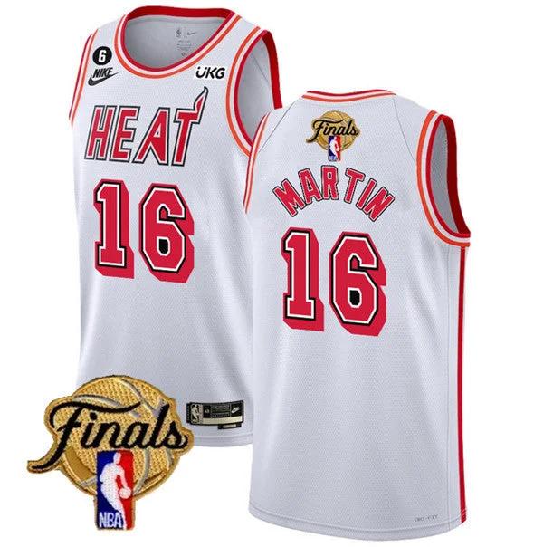 Basketball Jersey For Official Merchandise-Heat 16 Caleb Martin White 2023 Finals NO.6 Patch Classic Edition Swingman Basketball Jersey