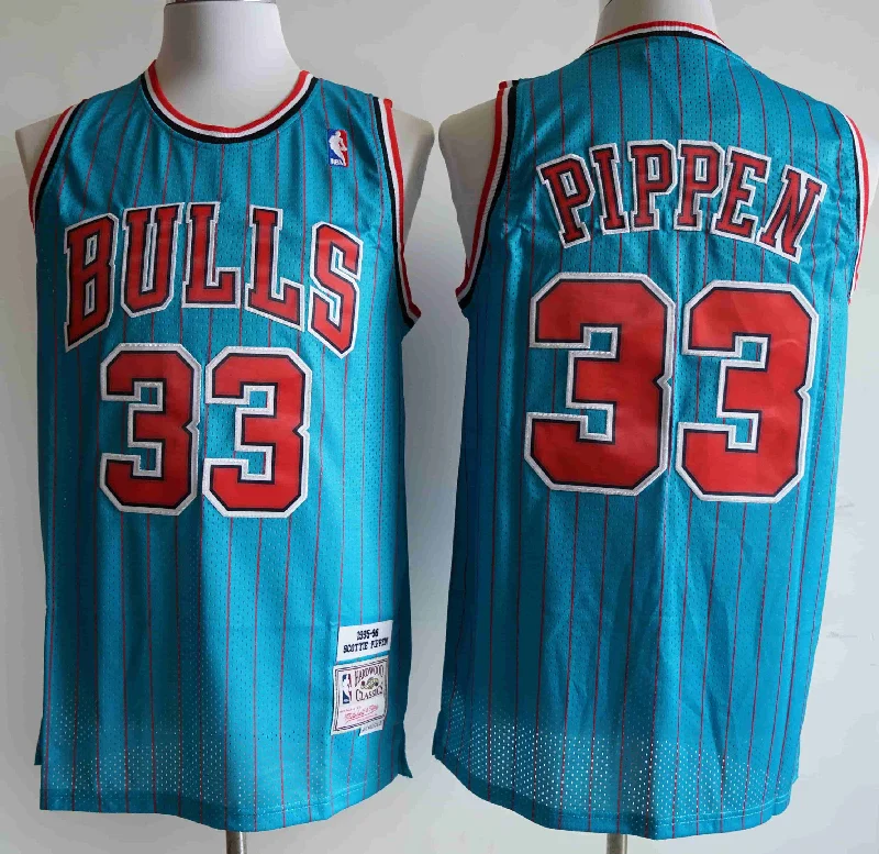 Basketball Jersey For League Teams-Bulls 33 Scottie Pippen Blue 1995-96 Hardwood Classics Swingman Basketball Jersey