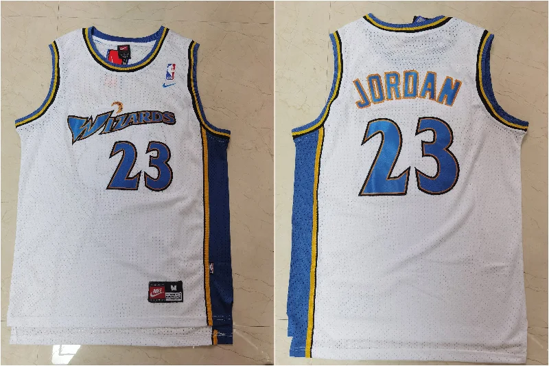 Basketball Jersey With Personalized Team Names-Wizards 23 Michael Jordan White Swingman Basketball Jersey