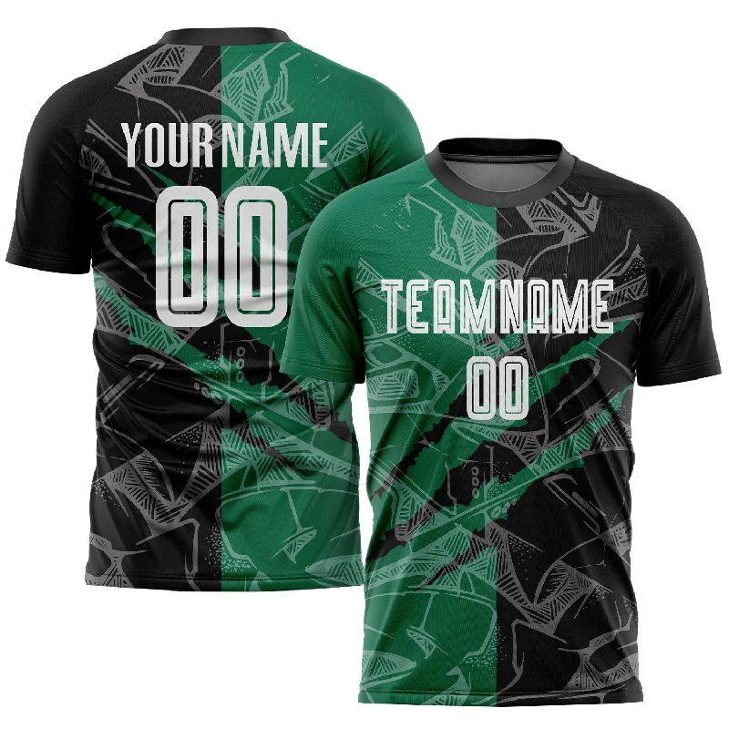 Football Jersey For Group Events-Custom Graffiti Pattern Black-Kelly Green Scratch Sublimation Soccer Uniform Jersey