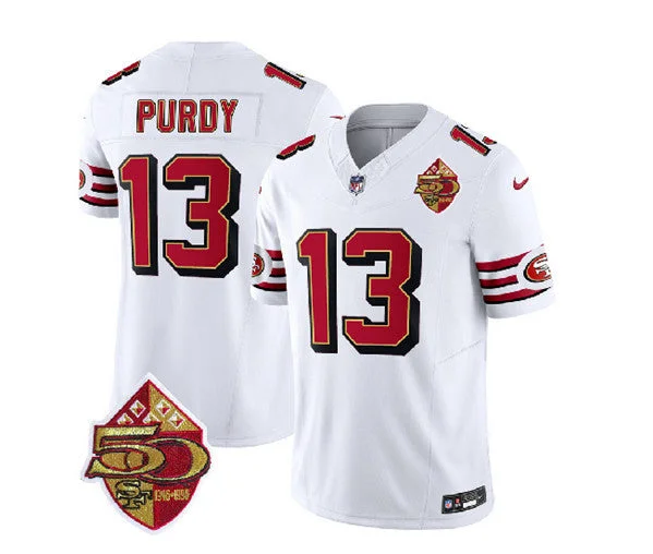 Football Jersey For Limited-Time Orders-Men's San Francisco 49ers #13 Brock Purdy White 2023 F.U.S.E. 50th Patch Vapor Untouchable Limited Football Stitched Jersey