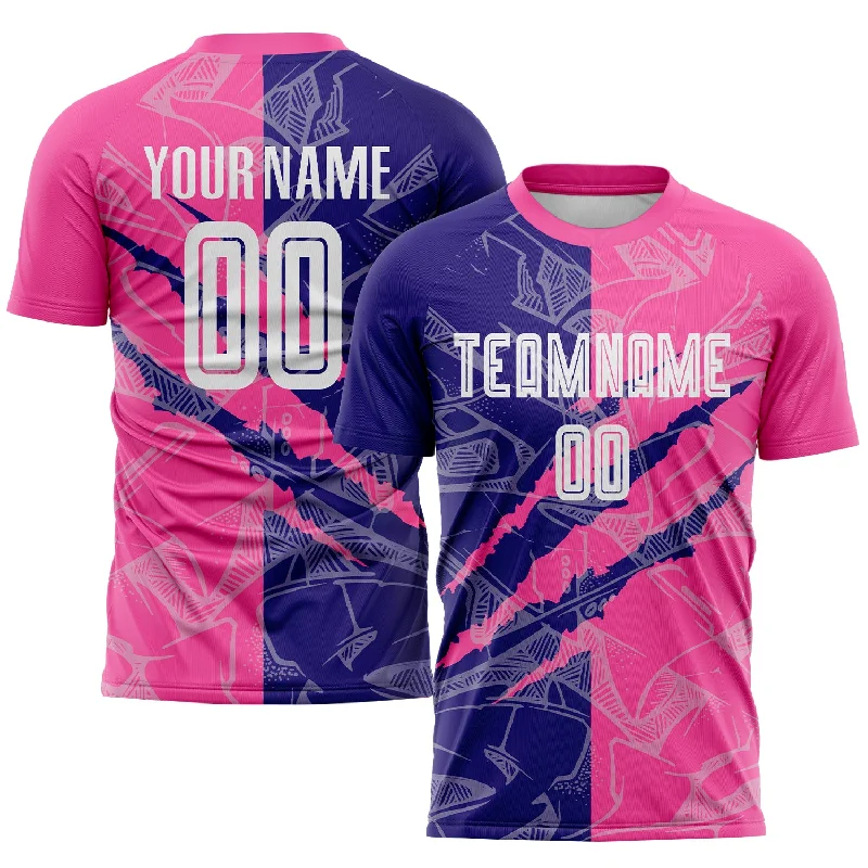 Football Jersey For Official Team Fan Gear-Custom Graffiti Pattern Dark Purple-Pink Scratch Sublimation Soccer Uniform Jersey