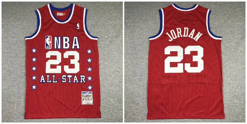 Basketball Jersey For Fan Apparel With Logos-Bulls 23 Michael Jordan Red 1989 All-Star Hardwood Classics Basketball Jersey