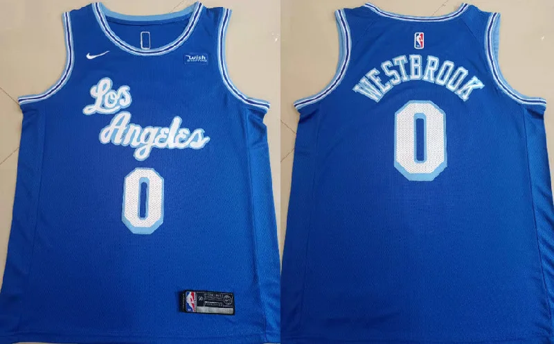 Basketball Jersey For College Fans-Lakers 0 Russell Westbrook Blue Swingman Basketball Jersey