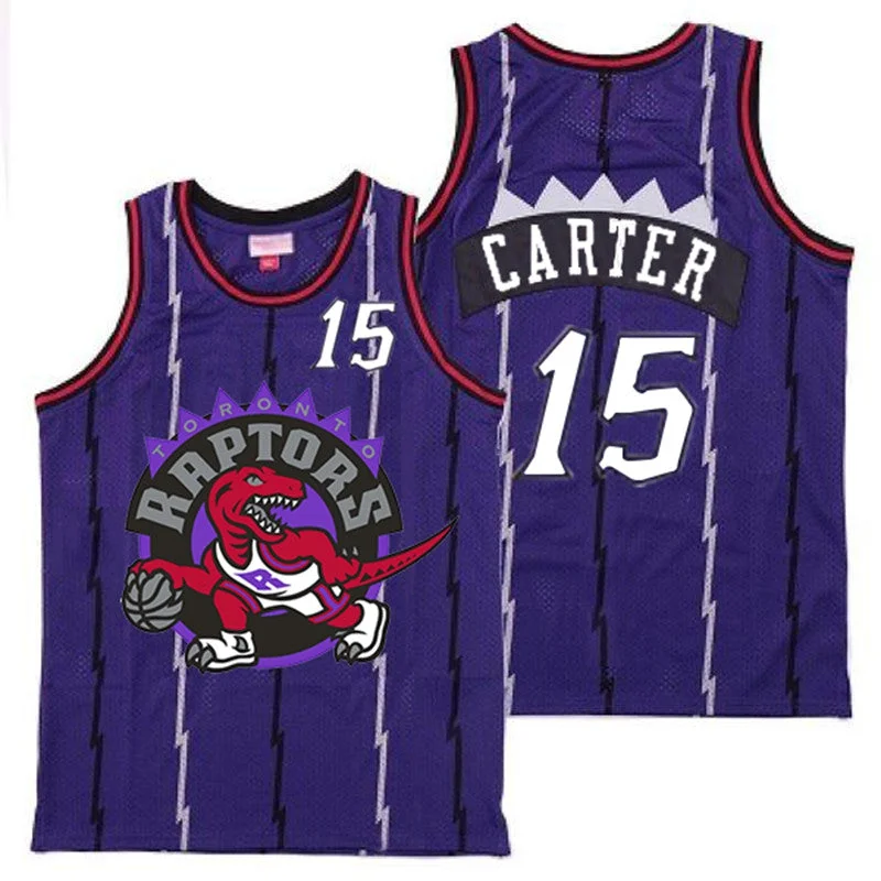 Basketball Jersey For Basketball Season Gear-Raptors 15 Vince Carter Purple Big Logo Retro Basketball Jersey