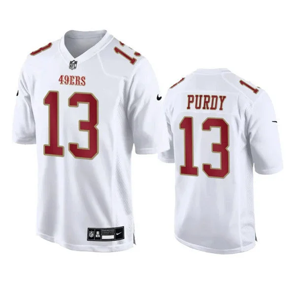 Football Jersey For Youth Fan Apparel-Men's San Francisco 49ers #13 Brock Purdy White Fashion Limited Football Stitched Game Jersey