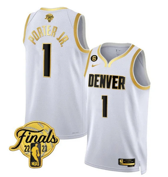 Basketball Jersey With Custom Graphics-Nuggets 1 Michael Porter Jr. White 2023 Finals NO.6 Patch Swingman Basketball Jersey