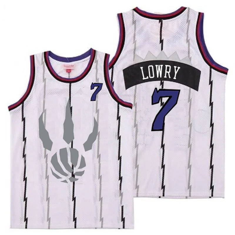 Basketball Jersey For Fan Club Orders-Raptors 7 Kyle Lowry White Gray Logo Retro Basketball Jersey