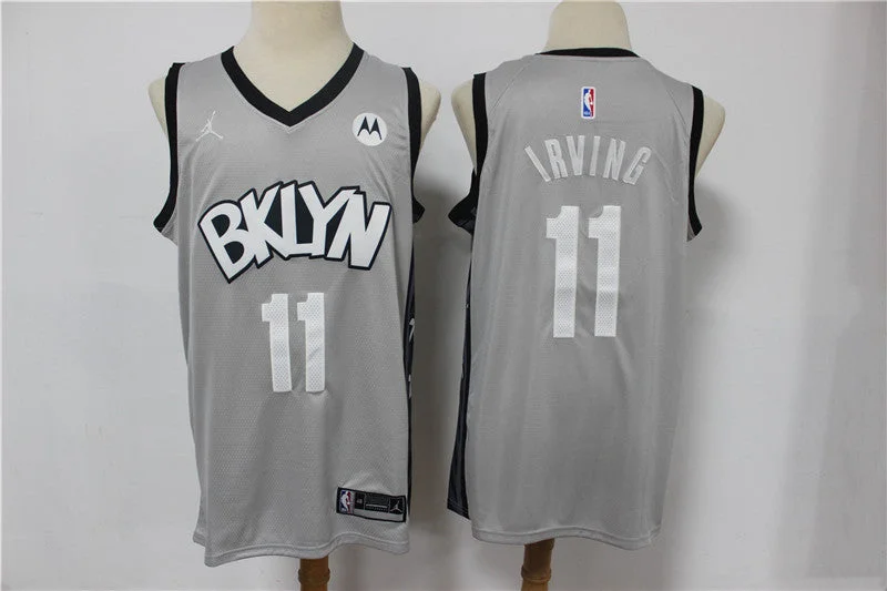 Basketball Jersey With Comfortable Fit-Nets 11 Kyrie Irving Gray 2021 Swingman Basketball Jersey