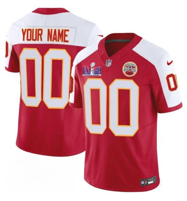 Football Jersey With Bold Design-Men's Kansas City Chiefs Active Player Custom Red/White 2024 F.U.S.E. Super Bowl LVIII Patch Vapor Untouchable Limited Football Stitched Jersey