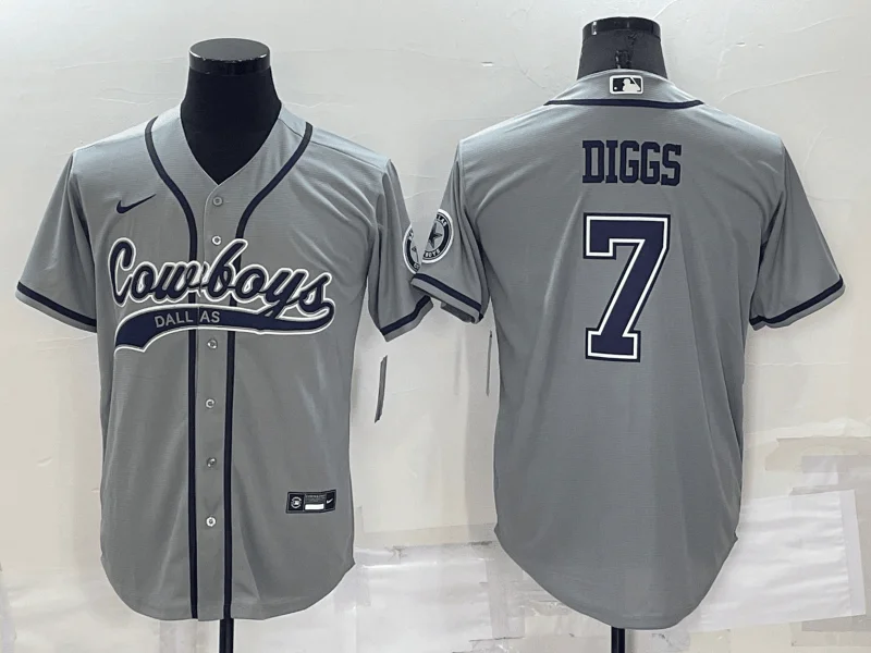 Baseball Jersey For Team Apparel And Gear-Men's Dallas Cowboys #7 Trevon Diggs Grey Stitched Cool Base Baseball Jersey