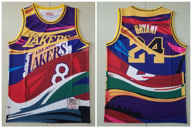 Basketball Jersey For Exclusive Team Gear-Lakers 24 Kobe Bryant Big Face Color Hardwood Classics Swingman Basketball Jersey