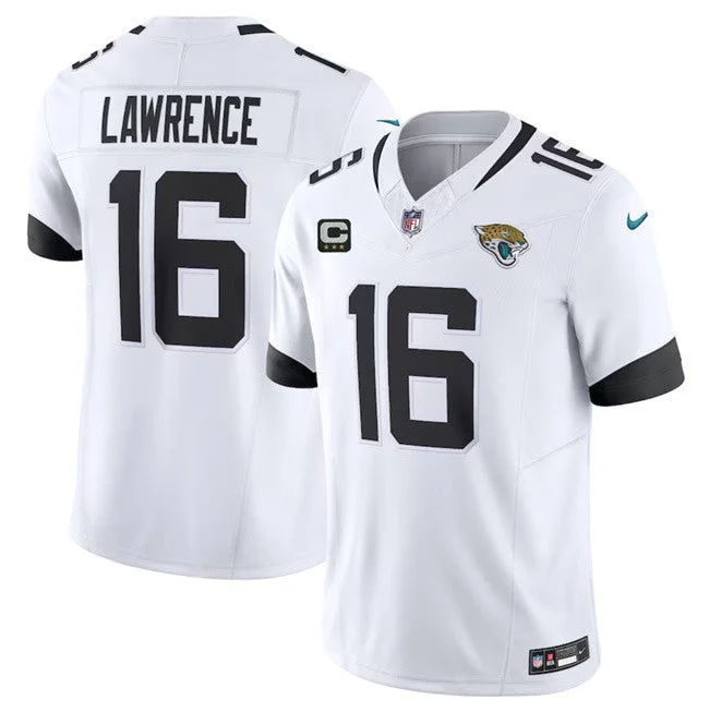 Football Jersey For Player Supporters-Men's Jacksonville Jaguars #16 Trevor Lawrence White 2023 F.U.S.E With 3- Star C Patch Vapor Untouchable Limited Football Stitched Jersey