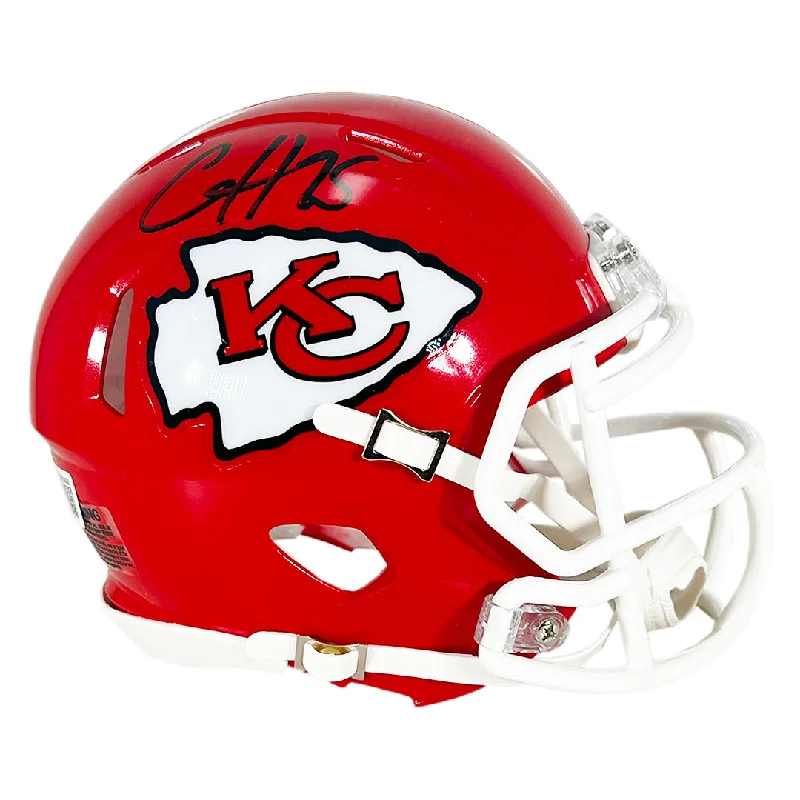 Rugby Helmet With Team Name And Logo-Clyde Edwards-Helaire Signed Kansas City Chiefs Speed Mini Football Helmet (Beckett)