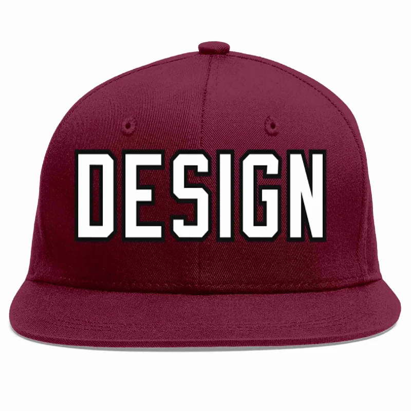 Baseball Cap For Fundraising Campaigns-Custom Crimson White-Black Flat Eaves Sport Baseball Cap Design for Men/Women/Youth