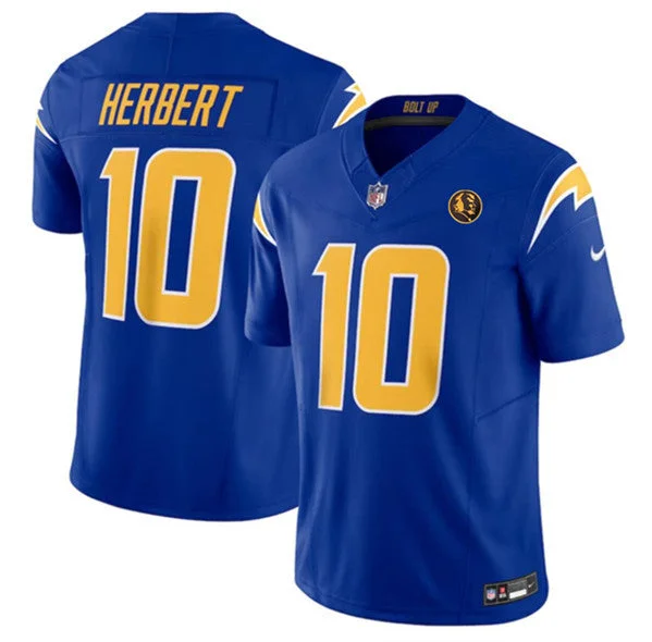 Football Jersey For School Spirit-Men's Los Angeles Chargers #10 Justin Herbert Royal 2023 F.U.S.E. With John Madden Patch Vapor Limited Football Stitched Jersey