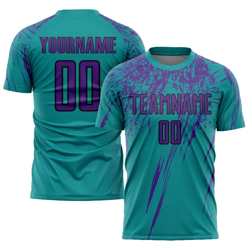 Football Jersey For Team Celebration Merchandise-Custom Teal Purple-Black Sublimation Soccer Uniform Jersey