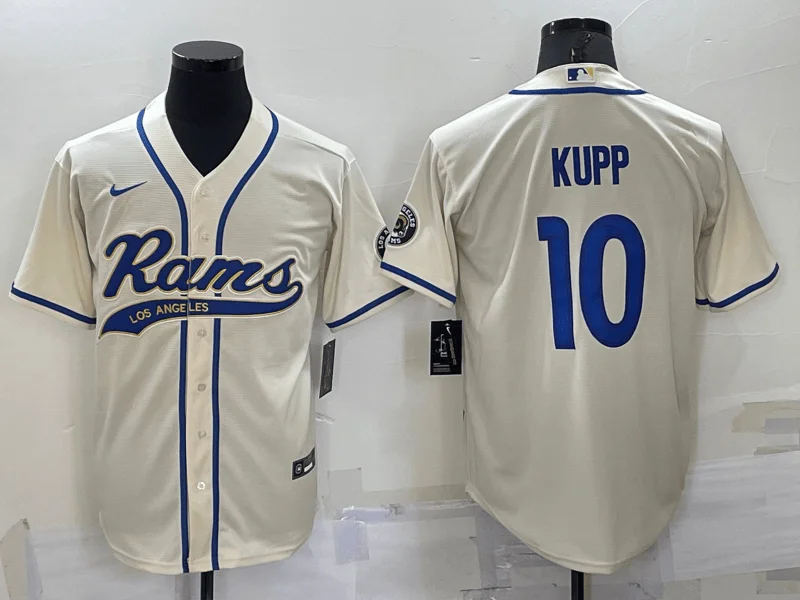 Baseball Jersey For Fan Events-Men's Los Angeles Rams #10 Cooper Kupp Cream Stitched Cool Base Baseball Jersey