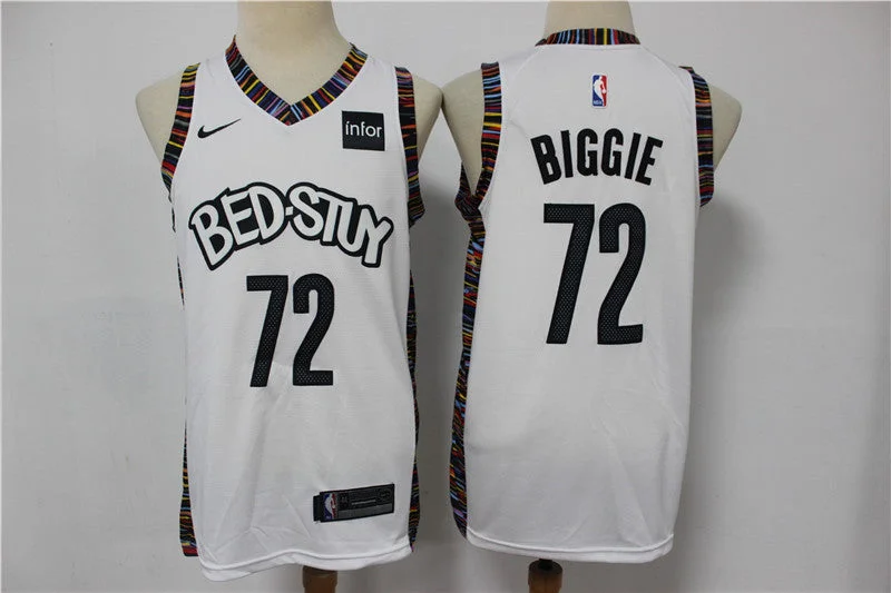 Basketball Jersey With Player And Team Logos-Nets 72 Biggie White 2020 City Edition Swingman Basketball Jersey