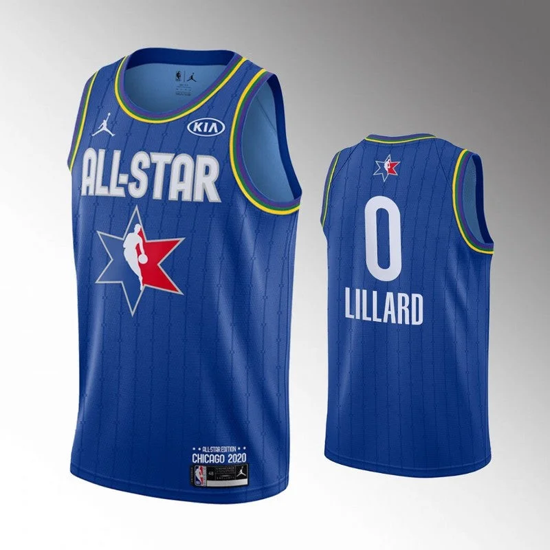 Basketball Jersey For Charity Events-Blazers 0 Damian Lillard Blue 2020 All-Star Jordan Brand Swingman Basketball Jersey