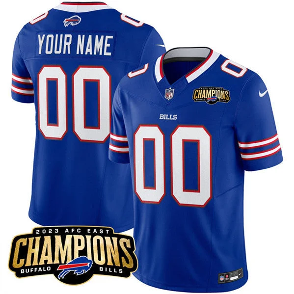 Football Jersey For High School Teams-Men's Buffalo Bills Active Player Custom Blue 2023 F.U.S.E. AFC East Champions Ptach Football Stitched Jersey