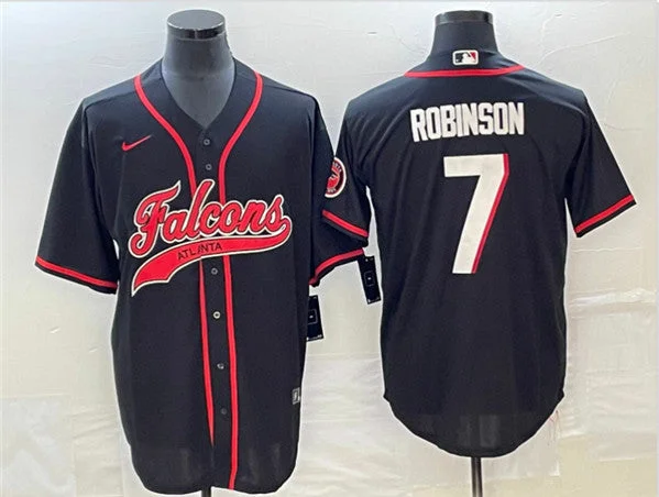 Baseball Jersey For Official Team Orders-Men's Atlanta Falcons #7 Bijan Robinson Black With Patch Cool Base Stitched Baseball Jersey