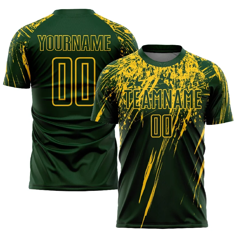 Football Jersey For Custom Team Outfits-Custom Green Yellow Sublimation Soccer Uniform Jersey