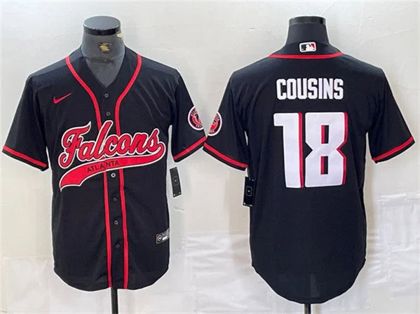 Baseball Jersey With Unique Fabric Options-Men's Atlanta Falcons #18 Kirk Cousins Black With Patch Cool Base Baseball Stitched Jersey