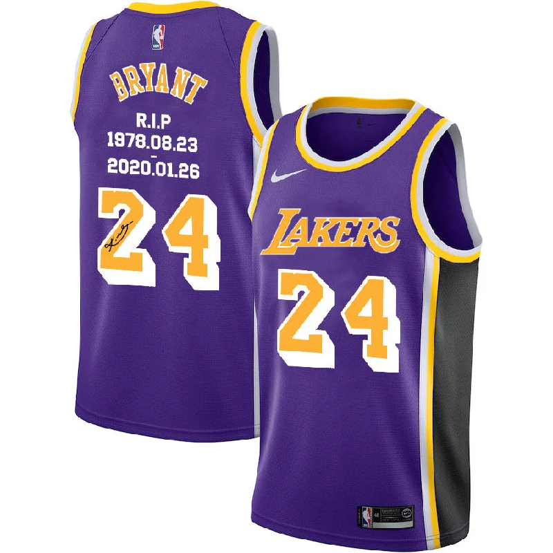 Basketball Jersey For Official Team Products-Lakers 24 Kobe Bryant Purple R.I.P Signature Swingman Basketball Jerseys