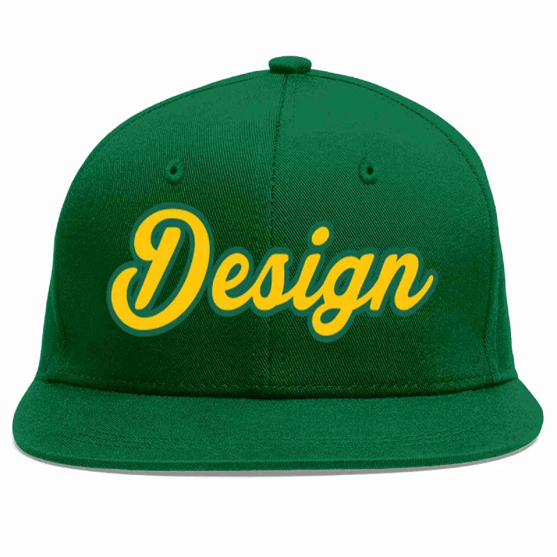 Baseball Cap With Motivational Quotes-Custom Green Gold-Kelly Green Flat Eaves Sport Baseball Cap Design for Men/Women/Youth