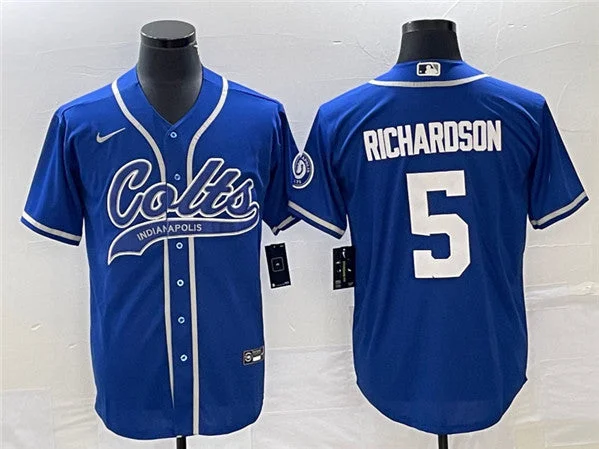 Baseball Jersey For Team Apparel And Gear-Men's Indianapolis Colts #5 Anthony Richardson Royal Cool Base Stitched Baseball Jersey