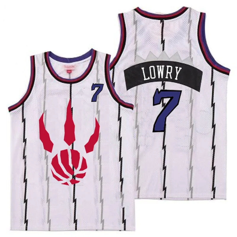 Basketball Jersey With Unique Player Numbering-Raptors 7 Kyle Lowry White Throwback Basketball Jerseys