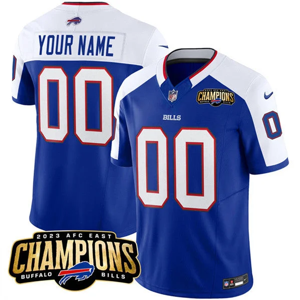 Football Jersey For Promotional Fan Apparel-Men's Buffalo Bills Active Player Custom Blue/White 2023 F.U.S.E. AFC East Champions Ptach Football Stitched Jersey