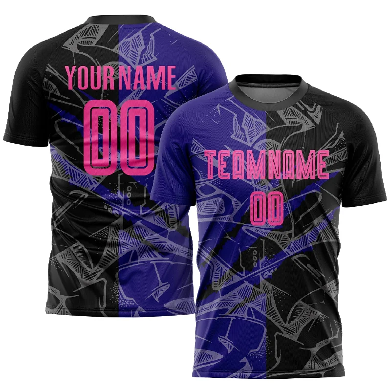 Football Jersey For Football Gifts-Custom Graffiti Pattern Pink Black-Dark Purple Scratch Sublimation Soccer Uniform Jersey