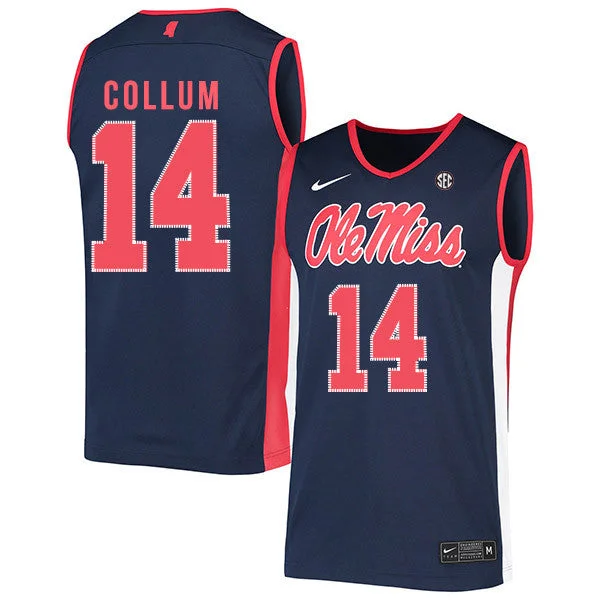 Basketball Jersey For Personalized Numbering-Ole Miss Rebels 14 Antavion Collum Navy Basketball College Basketball Jersey