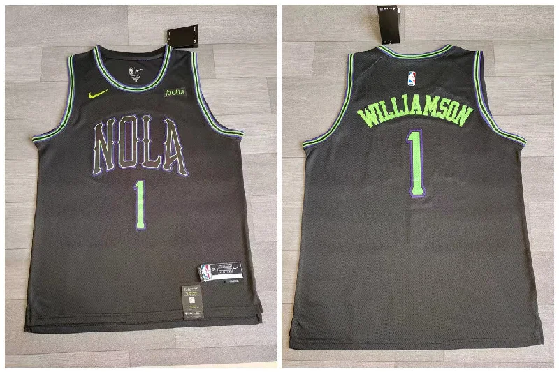 Basketball Jersey For Official Tournament Merchandise-Pelicans 1 Zion Williamson Black 2023-24 City Edition Swingman Basketball Jersey