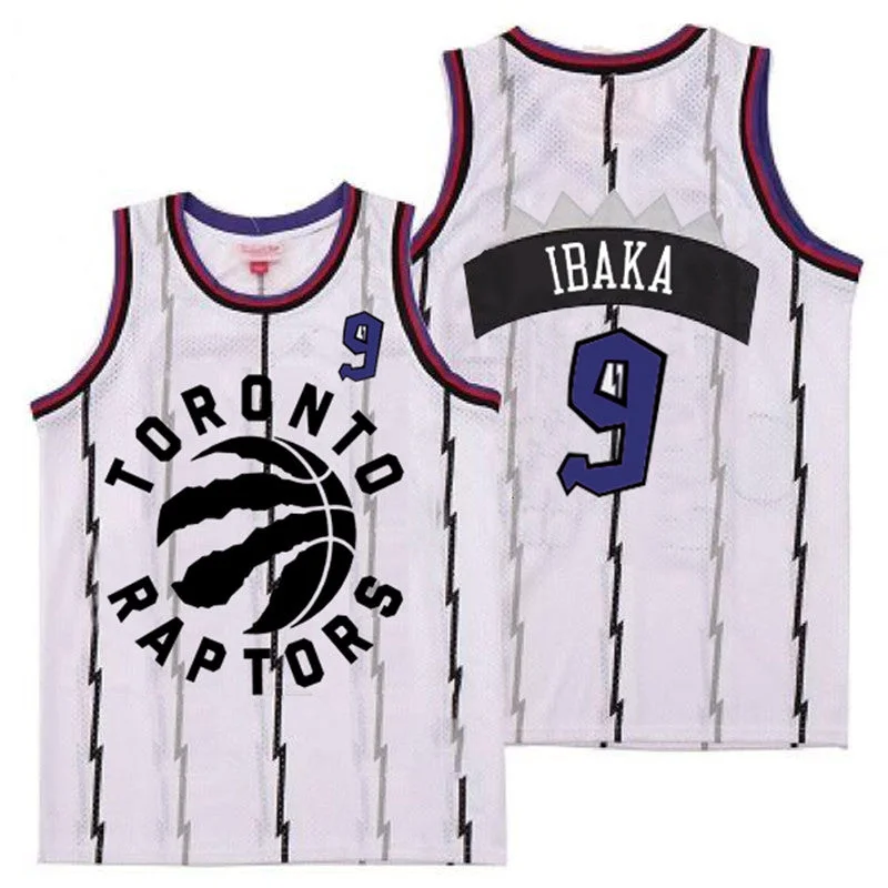 Basketball Jersey For Fundraiser Apparel-Raptors 9 Serge Ibaka White Retro Basketball Jersey